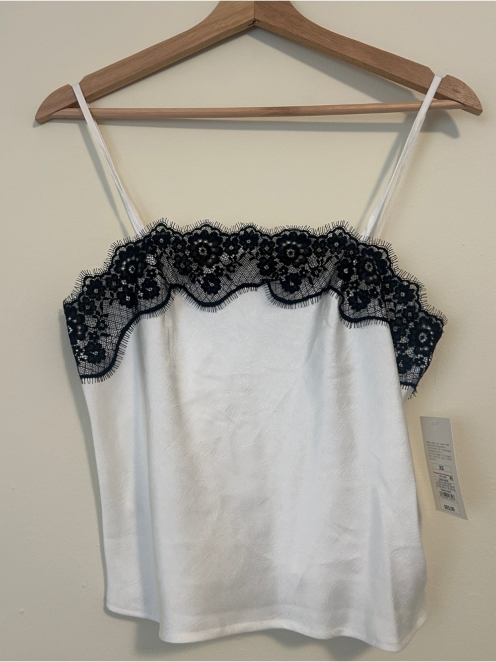 Wild fable White Cami with Black Lace Trim